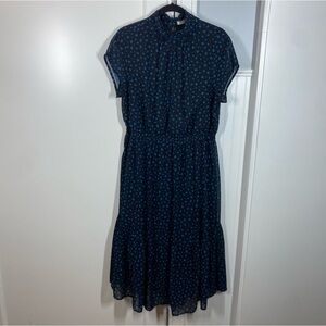 Wayward Fancies by Eshakti Dark Ditsy Floral Midi Dress pockets high neck 1X 16W